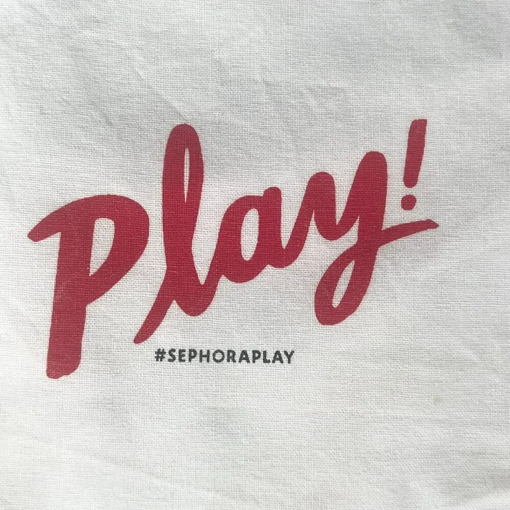 Sephora Play! Drawstring Cloth MakeUp Delicates Travel Bag White Red Black New